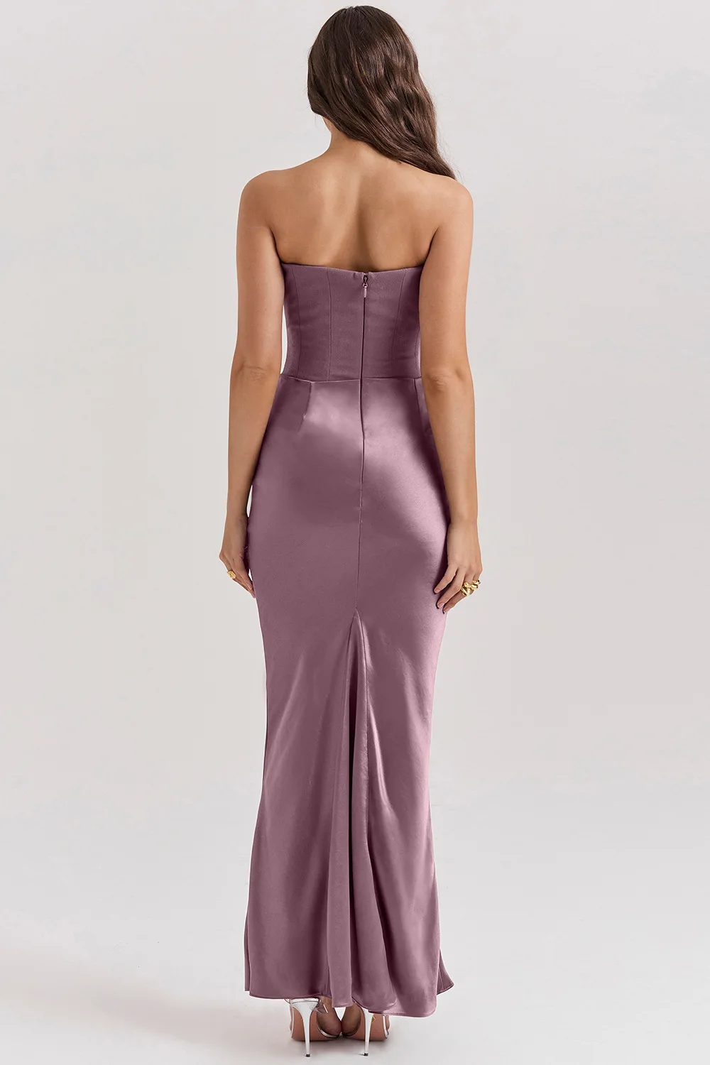 Adelisse – Rochie Lungă Tip Sirenă din Catifea fără Breteluțe