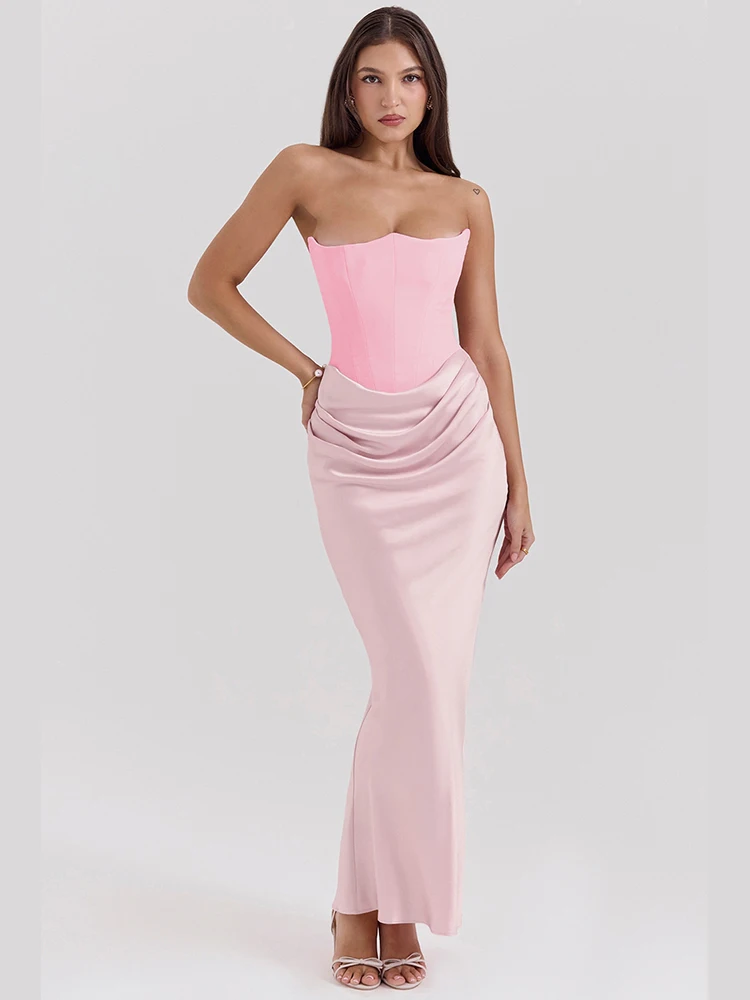Adelisse – Rochie Lungă Tip Sirenă din Catifea fără Breteluțe