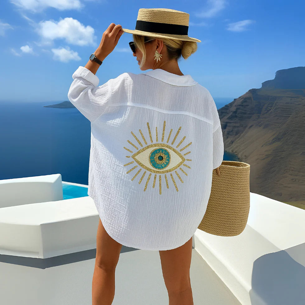 Irina – Bluză Lejeră cu Detalii Ibiza-Style și Croială Oversize