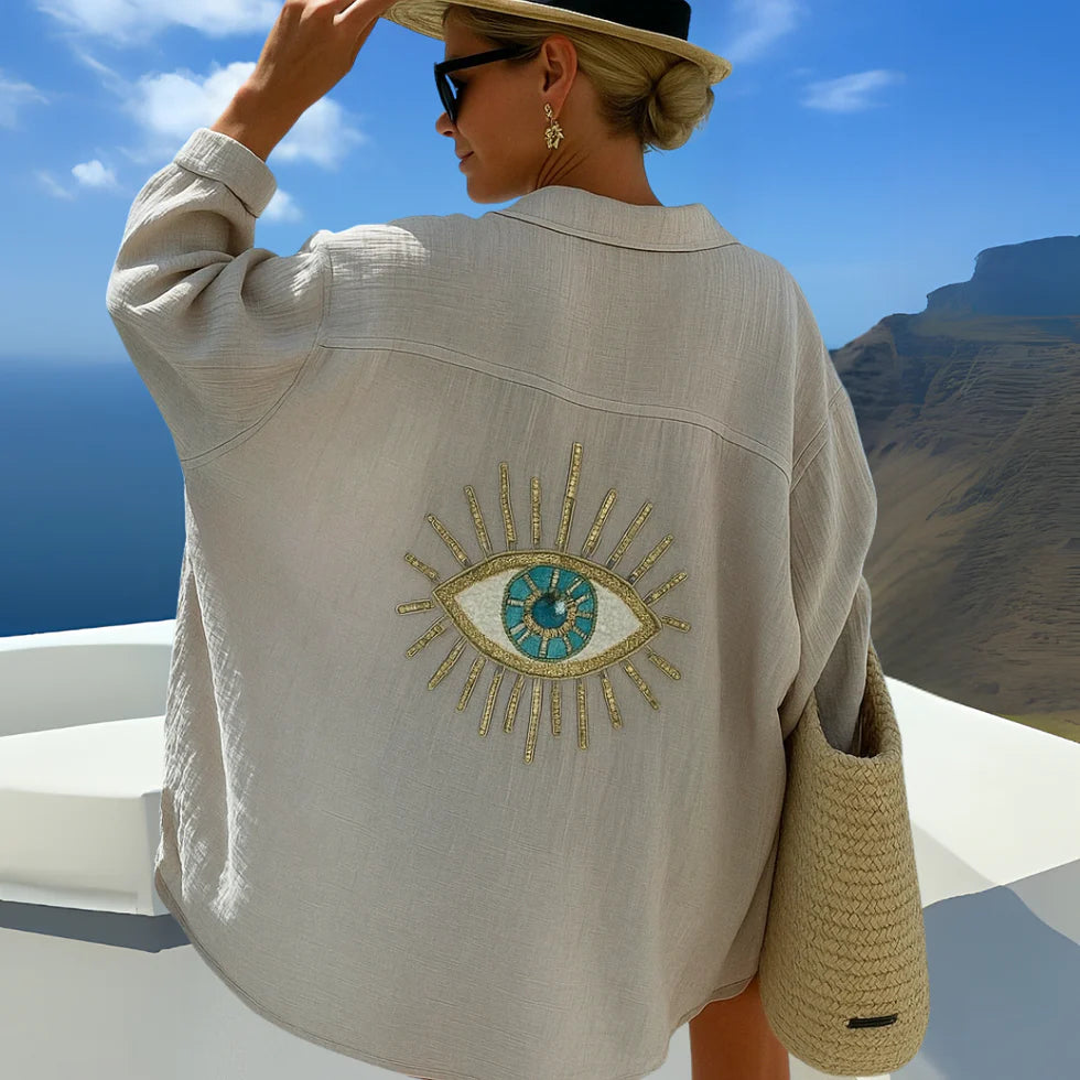 Irina – Bluză Lejeră cu Detalii Ibiza-Style și Croială Oversize