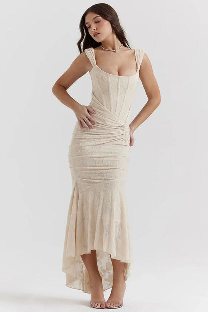 Rosea – Rochie Elegantă cu Croială Sculpturală și Imprimeu Floral Ton pe Ton (Colecția)