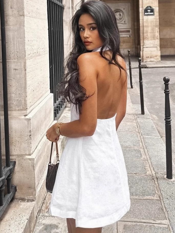 Elvire – Rochie Fără Spate cu Prindere la Gât