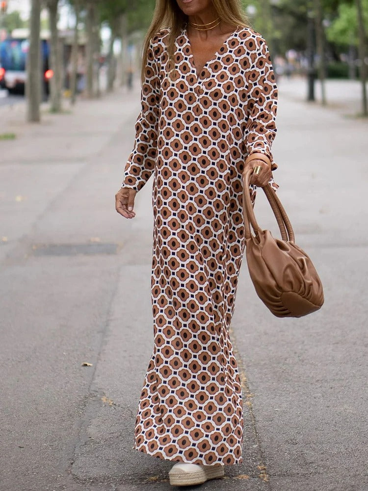 Alessia – Rochie Maxi Geometrică Lejeră