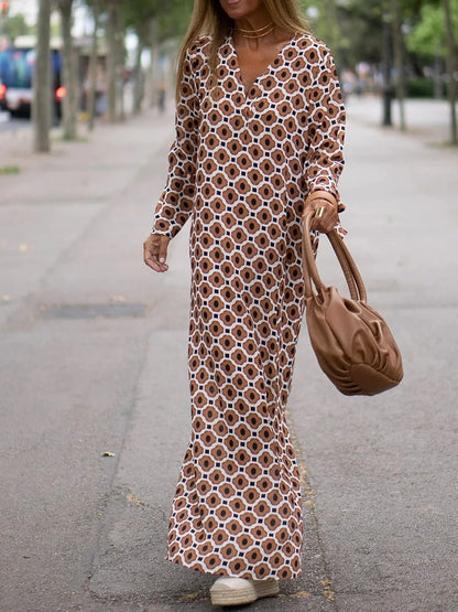 Alessia – Rochie Maxi Geometrică Lejeră