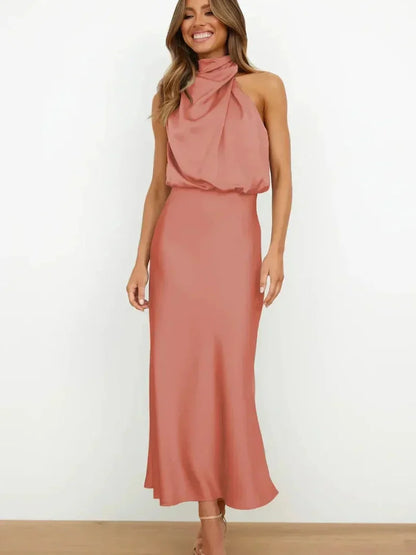 Lorena – Rochie Elegantă din Mătase Roz