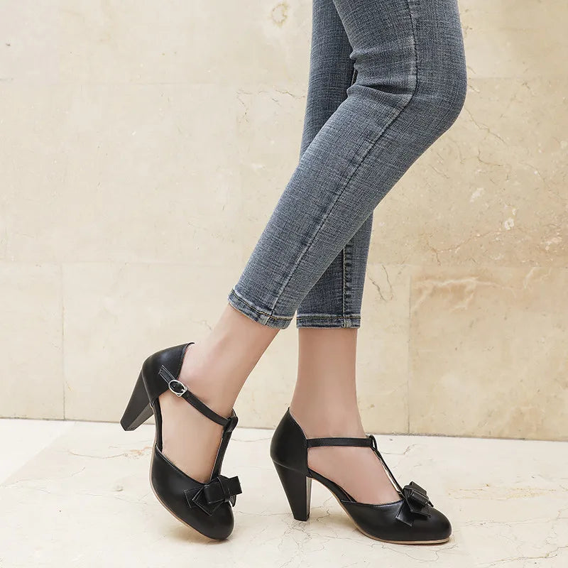 BellaFundă – Tocuri T-Strap cu Fundă